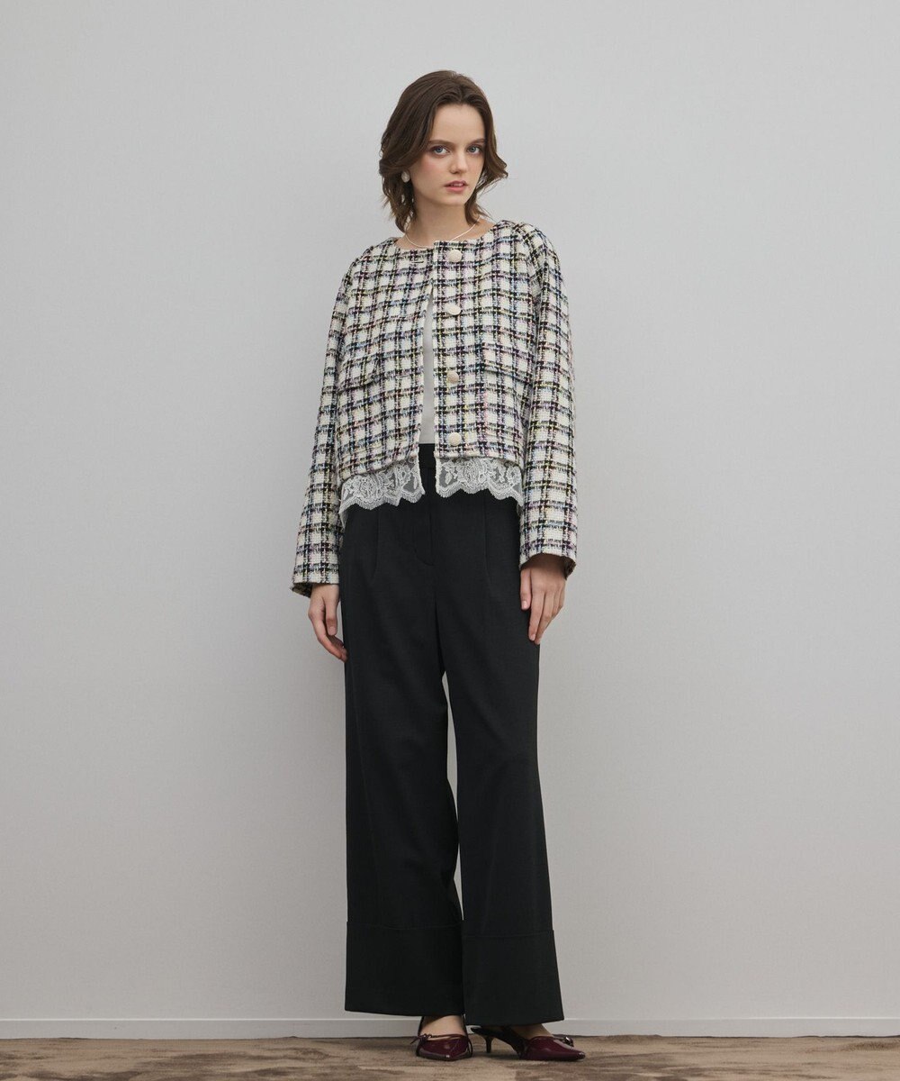 GRACE CONTINENTAL レースヘムツイードジャケット 