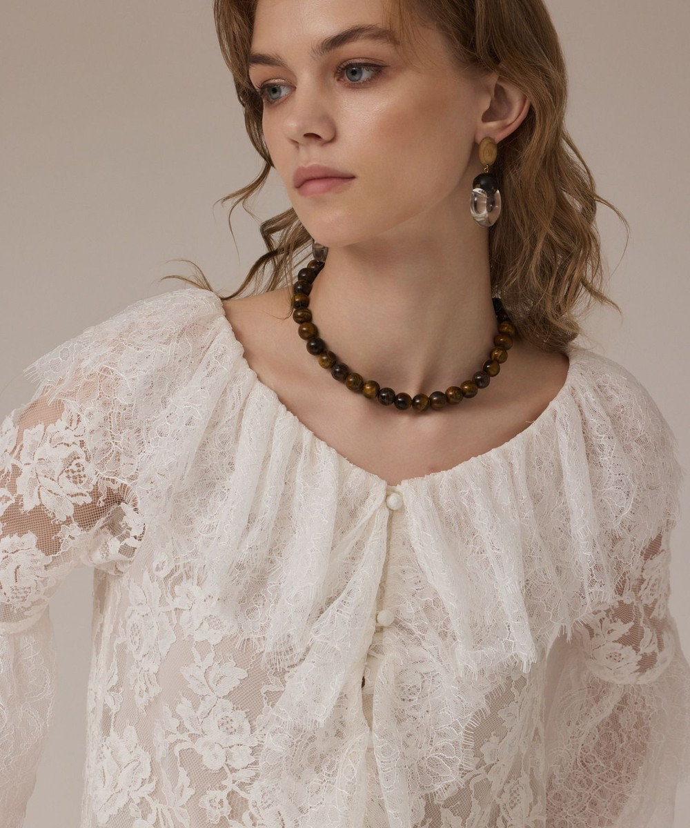 GRACE CONTINENTAL レースコンビフリルブラウス