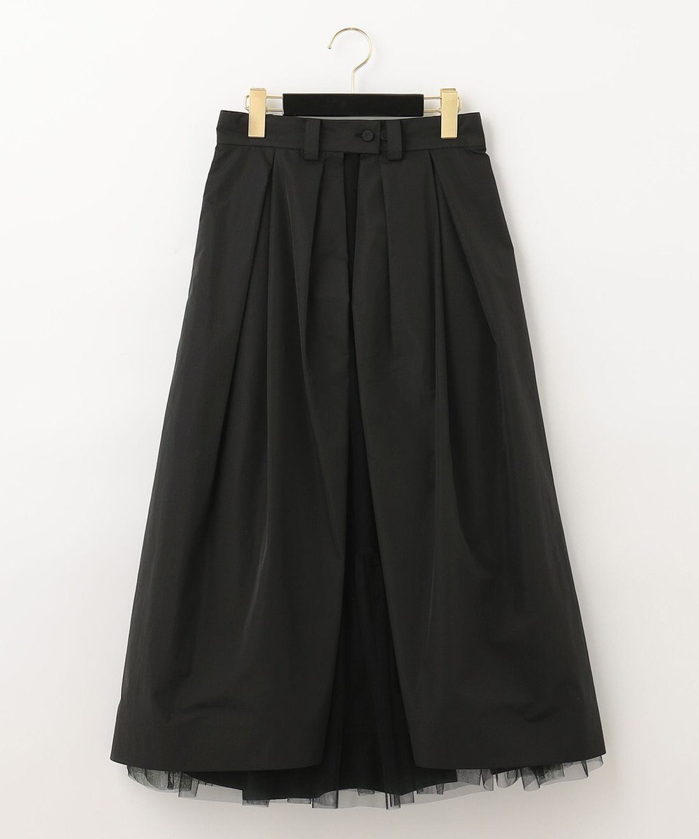 GRACE CONTINENTAL ブラックタフタオーバースカート 