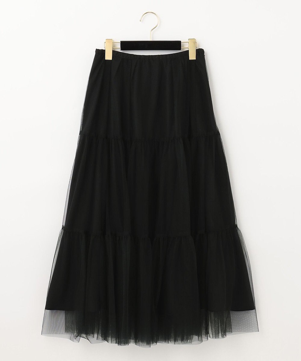 GRACE CONTINENTAL ブラックタフタオーバースカート 