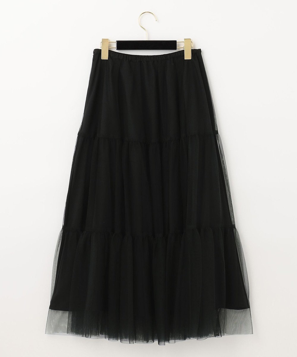 GRACE CONTINENTAL ブラックタフタオーバースカート 