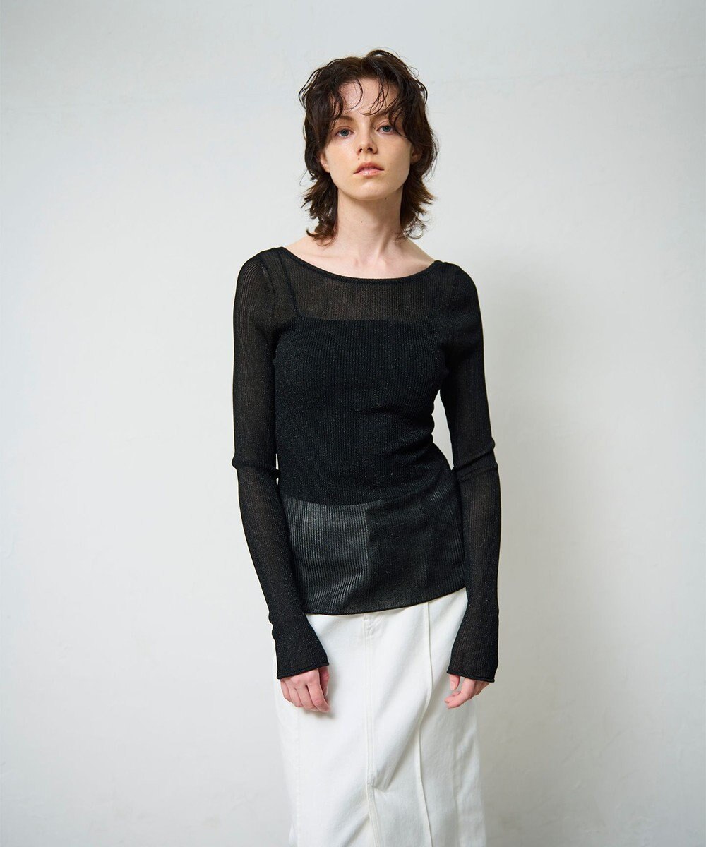 GRACE CONTINENTAL ラメシアーリブニットトップ 