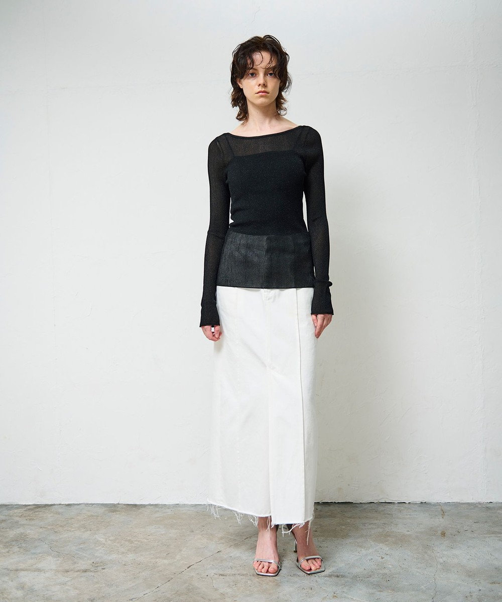 GRACE CONTINENTAL ラメシアーリブニットトップ