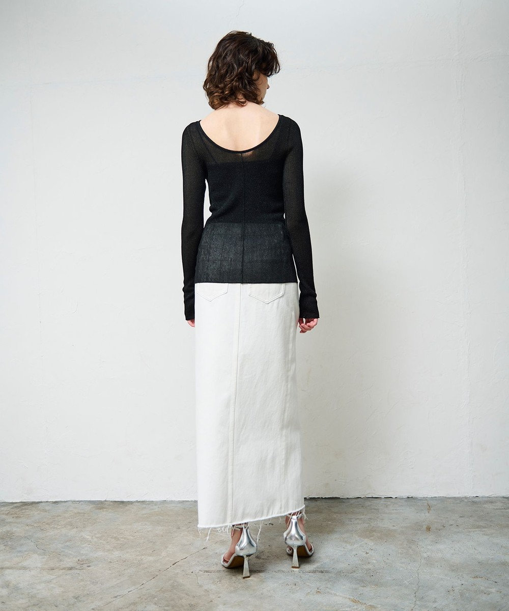 GRACE CONTINENTAL ラメシアーリブニットトップ