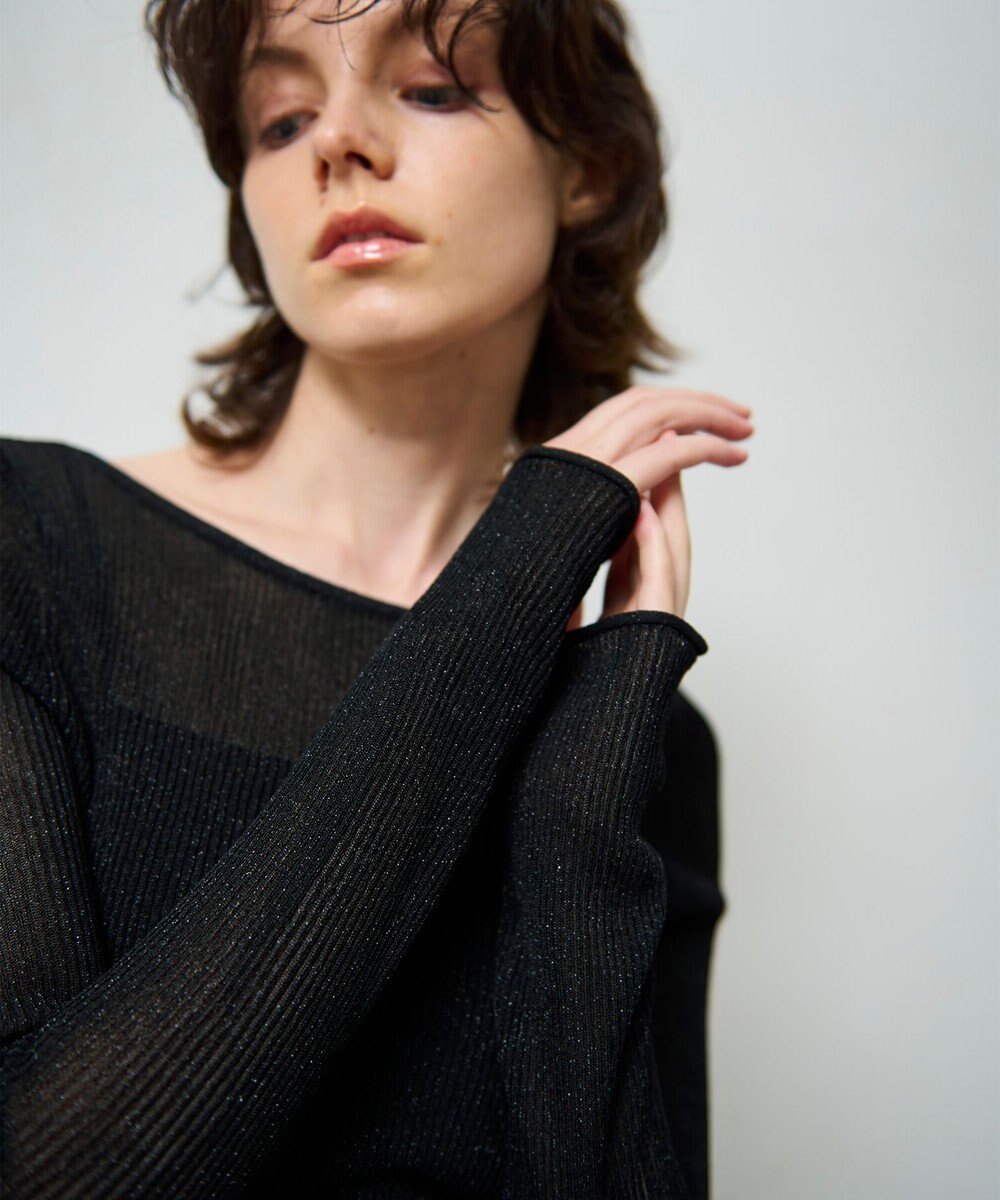 GRACE CONTINENTAL ラメシアーリブニットトップ 