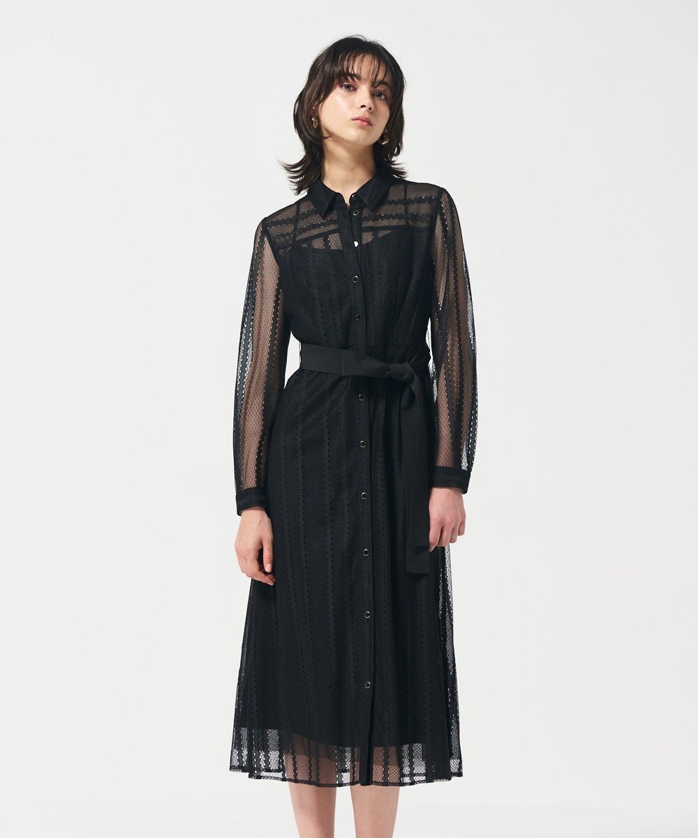 GRACE CONTINENTAL ストライプレースシャツワンピース