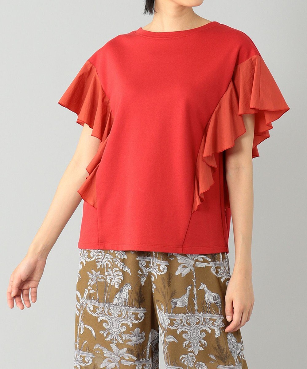 GRACE CONTINENTAL フレアスリーブカットトップ レッド