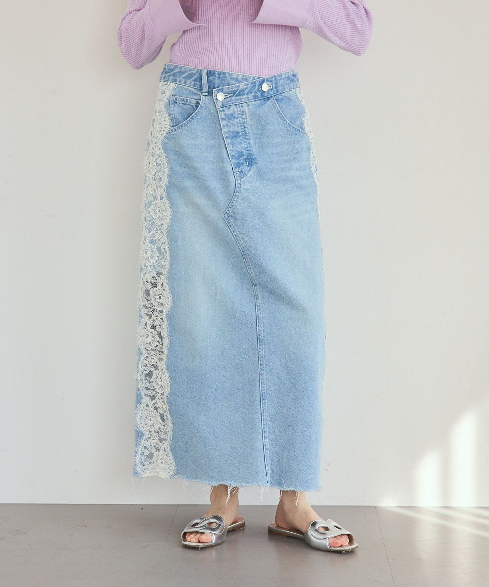 GRACE CONTINENTAL サイドレースデニムスカート 