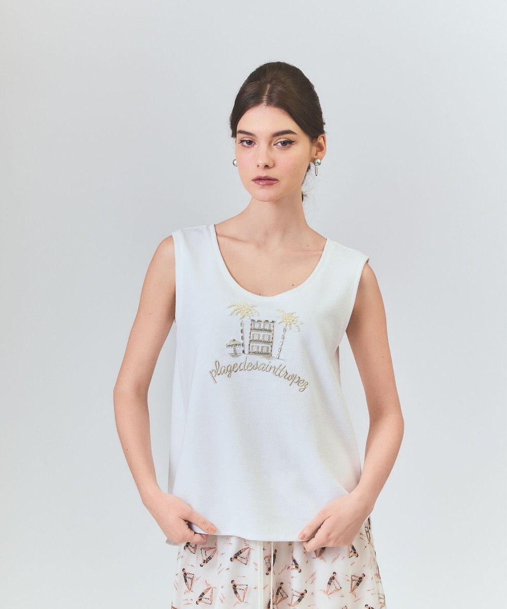 GRACE CONTINENTAL ビジューモチーフノースリーブ