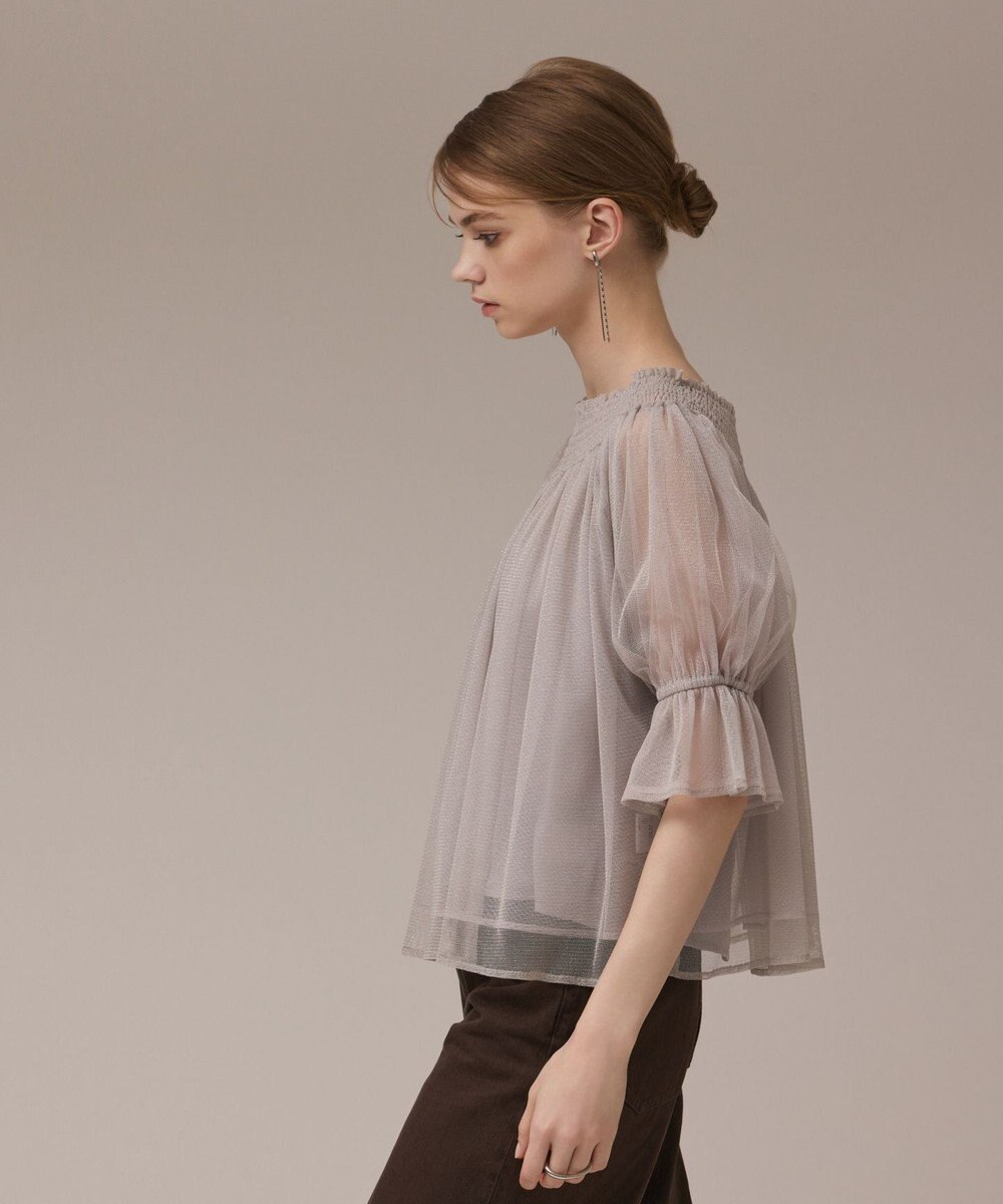 GRACE CONTINENTAL チュールシャーリングトップ 