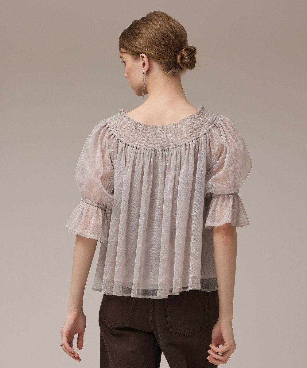 GRACE CONTINENTAL チュールシャーリングトップ 