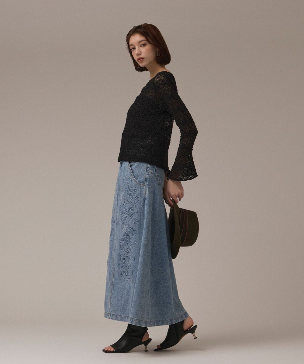 GRACE CONTINENTAL エンボスデニムスカート 