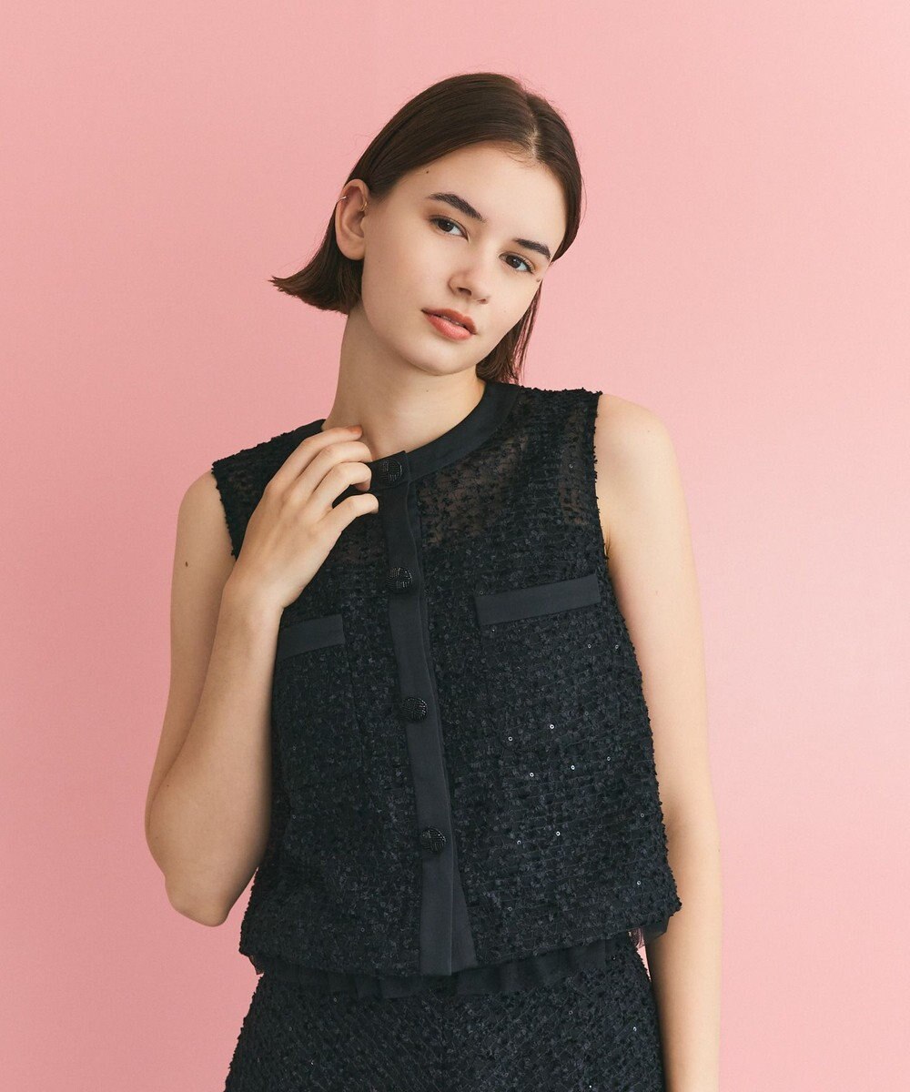 GRACE CONTINENTAL フェザーembドレス 