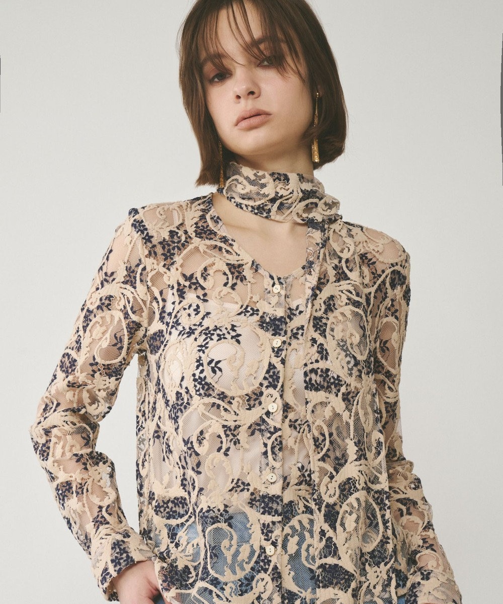 GRACE CONTINENTAL ボウタイ付レースブラウス