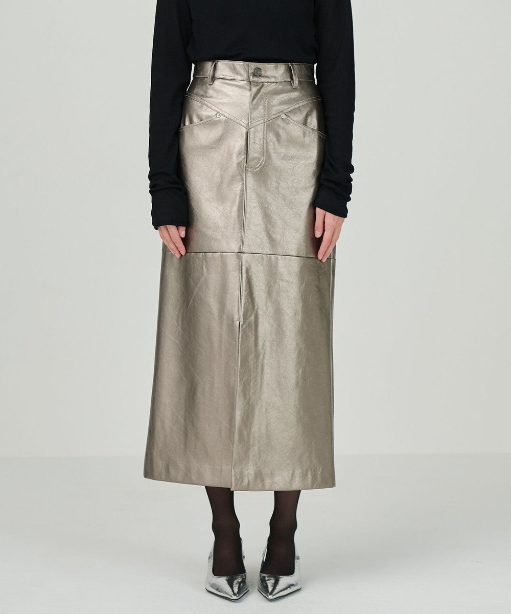GRACE CONTINENTAL クラッシュレザータイトスカート 