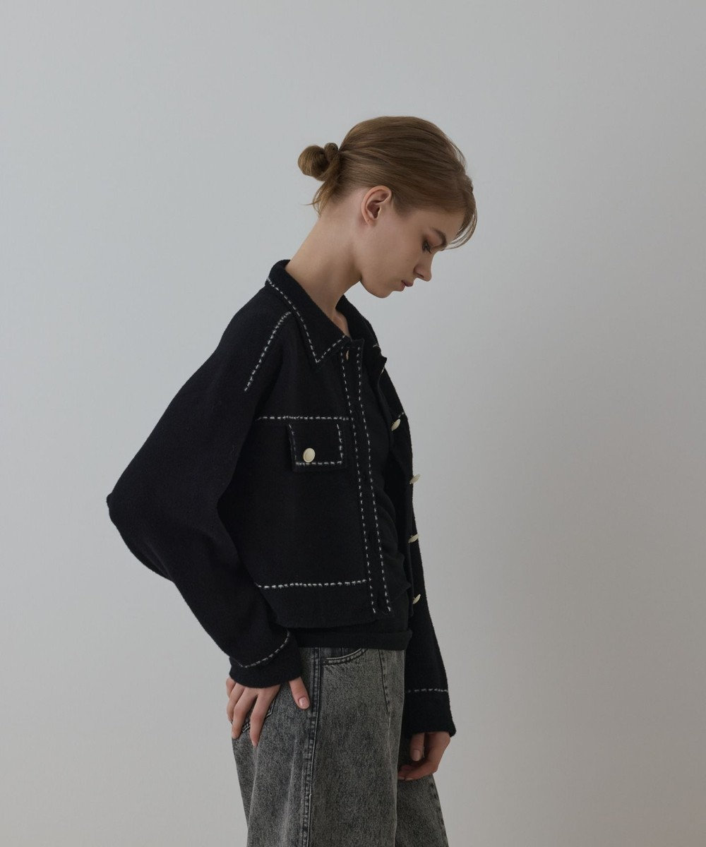 GRACE CONTINENTAL ステッチニットジャケット 