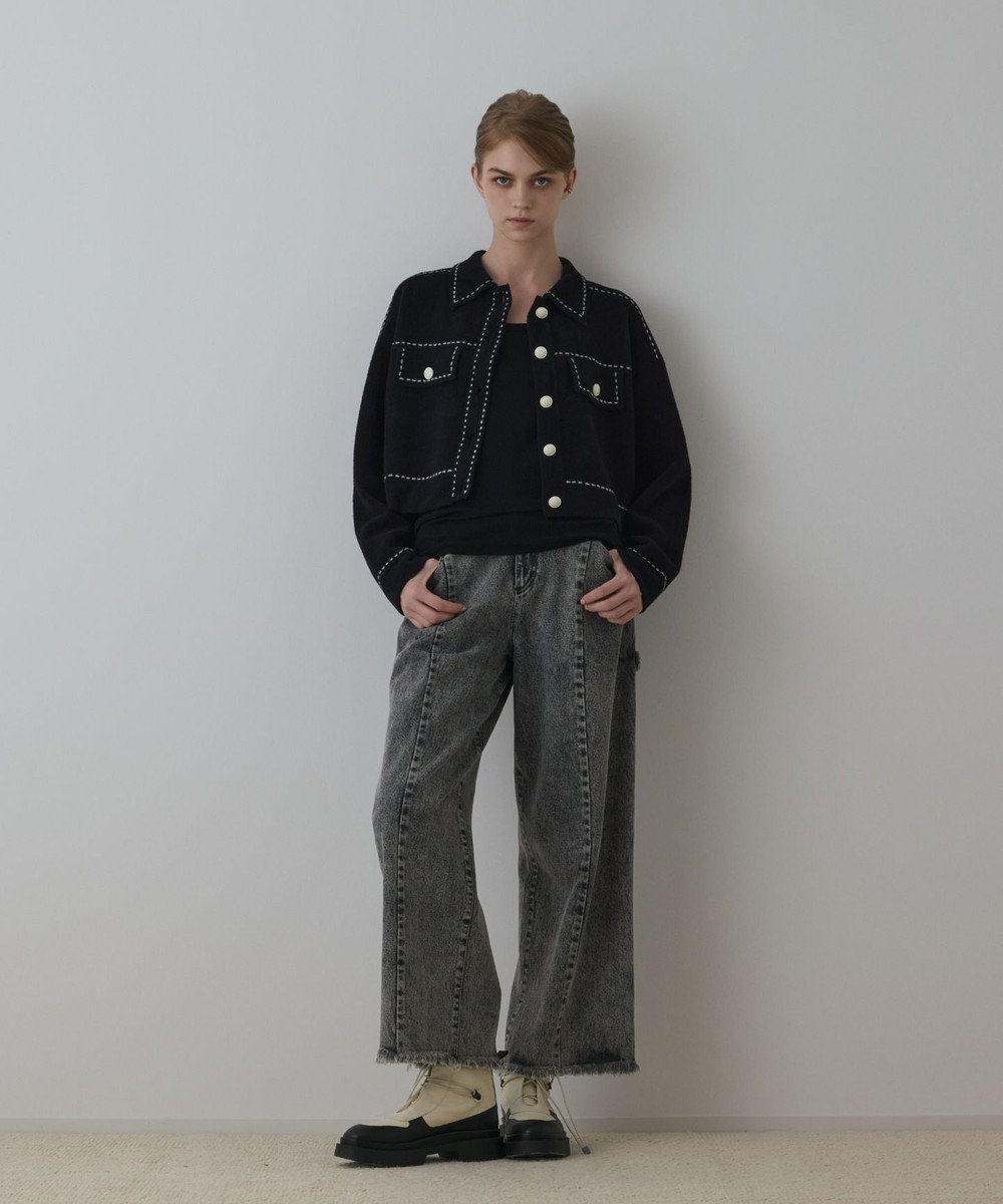 GRACE CONTINENTAL ステッチニットジャケット