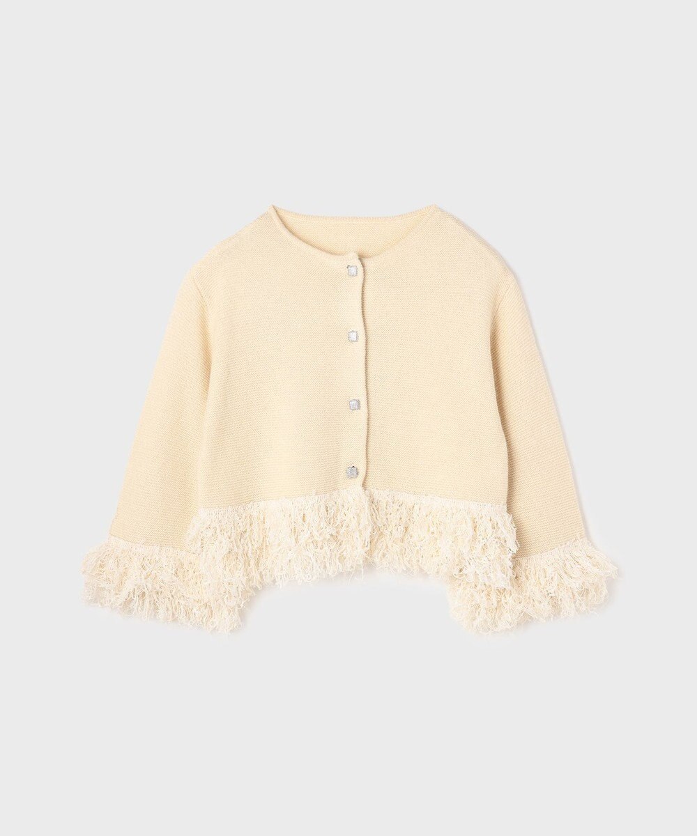 GRACE CONTINENTAL ラメフェザーフリンジカーディガン 