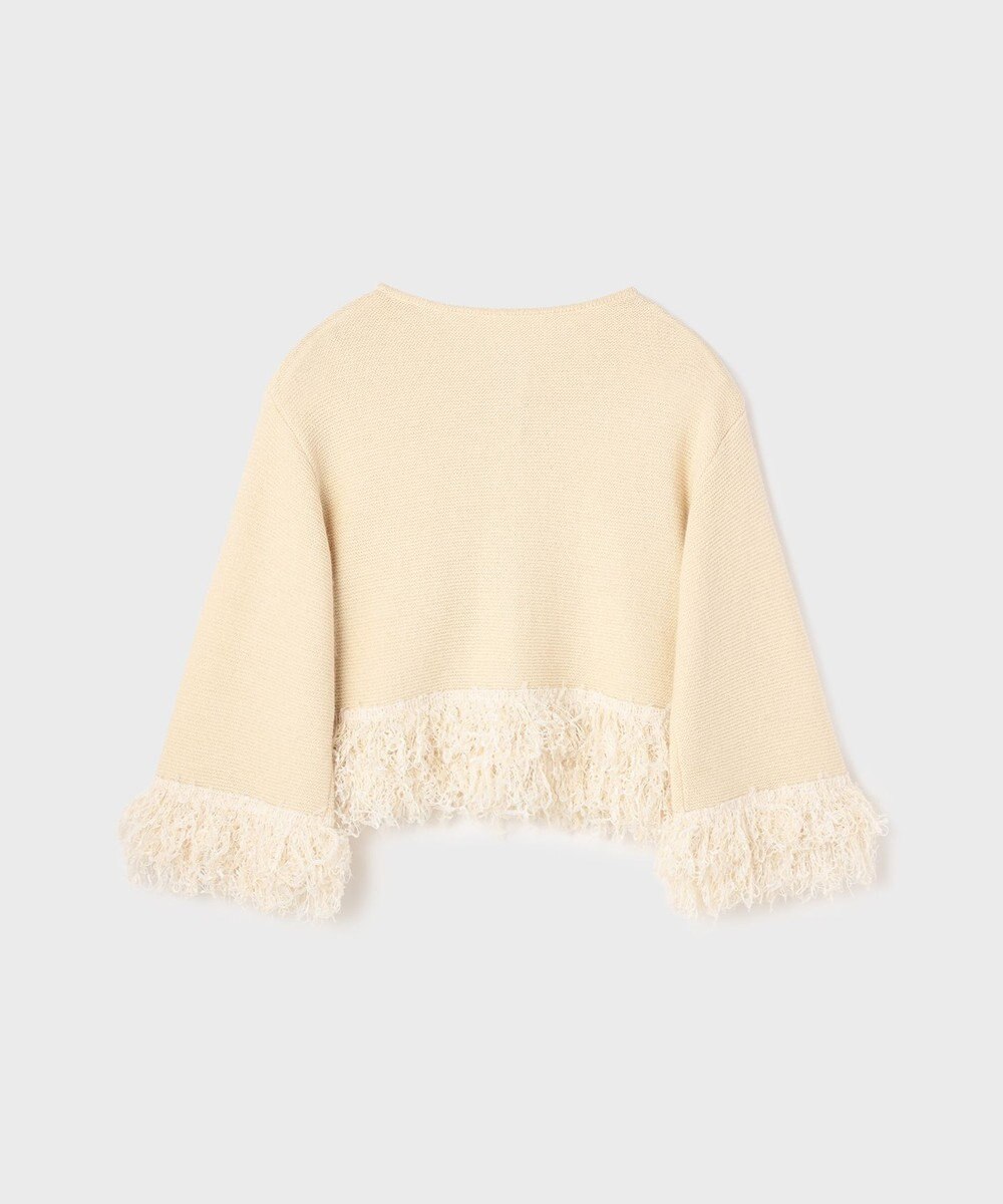 GRACE CONTINENTAL ラメフェザーフリンジカーディガン 