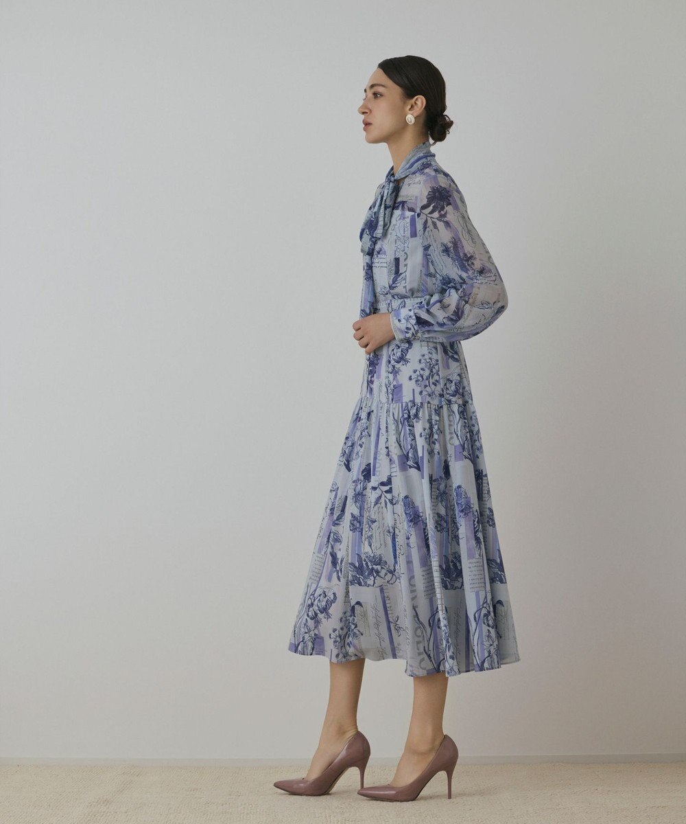 GRACE CONTINENTAL ロゴフラワ－プリントボウタイワンピース 