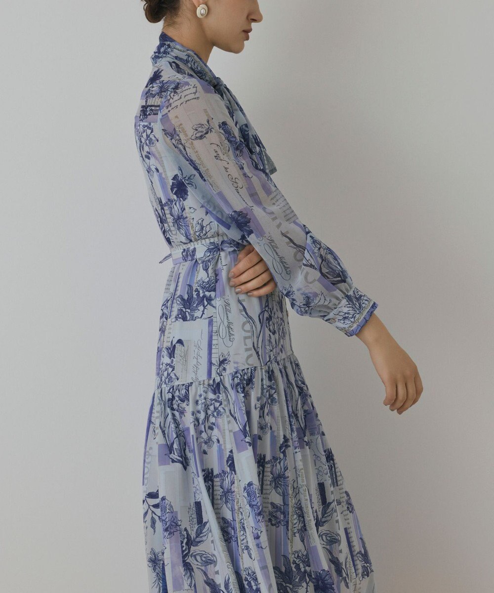 GRACE CONTINENTAL ロゴフラワ－プリントボウタイワンピース 