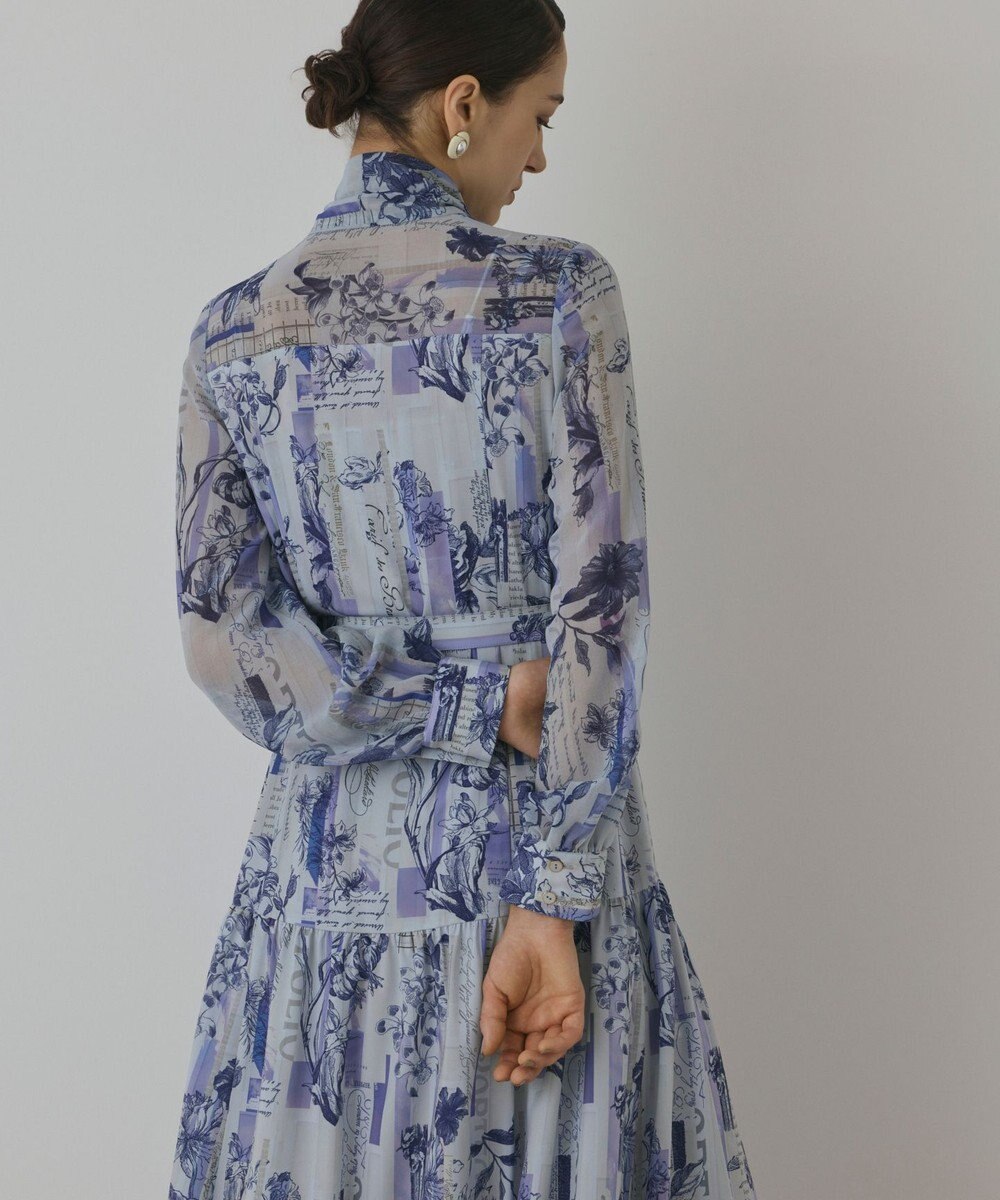 GRACE CONTINENTAL ロゴフラワ－プリントボウタイワンピース 