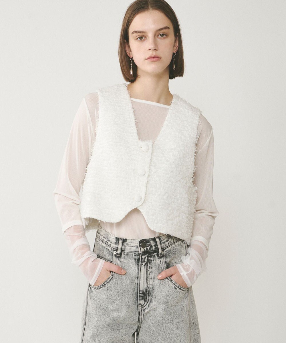 GRACE CONTINENTAL ツイードショートジレジャケット 