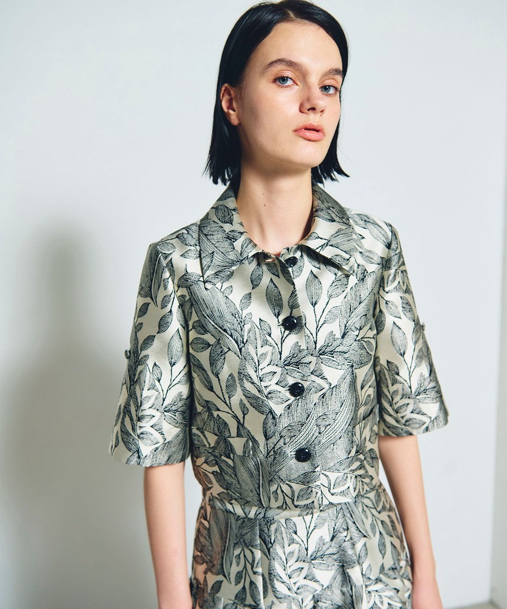 GRACE CONTINENTAL ボタニカルジャガードシャツ