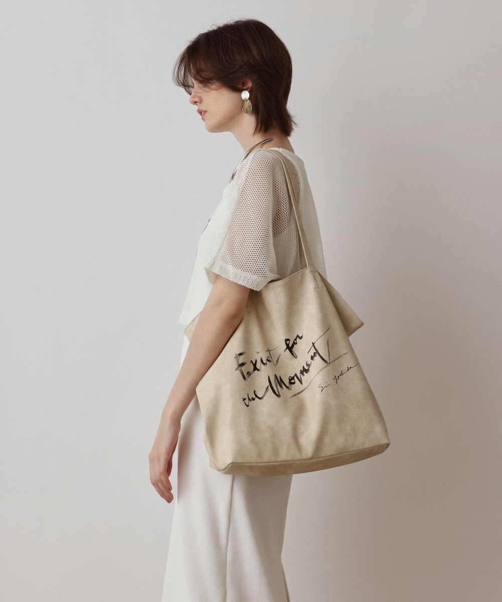 GRACE CONTINENTAL ロゴレザートート ベージュ