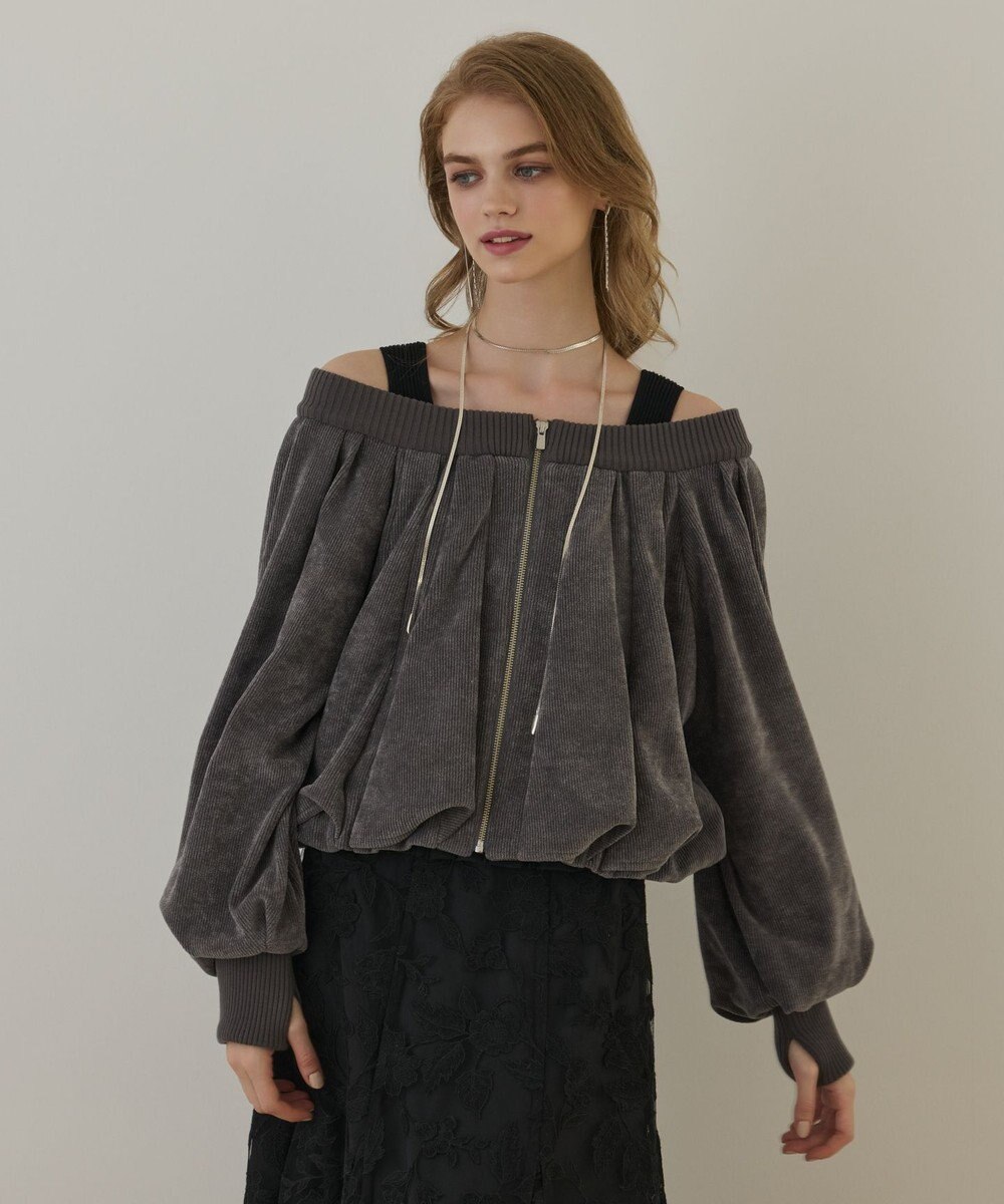 GRACE CONTINENTAL バルーンモールカットカーディガン 