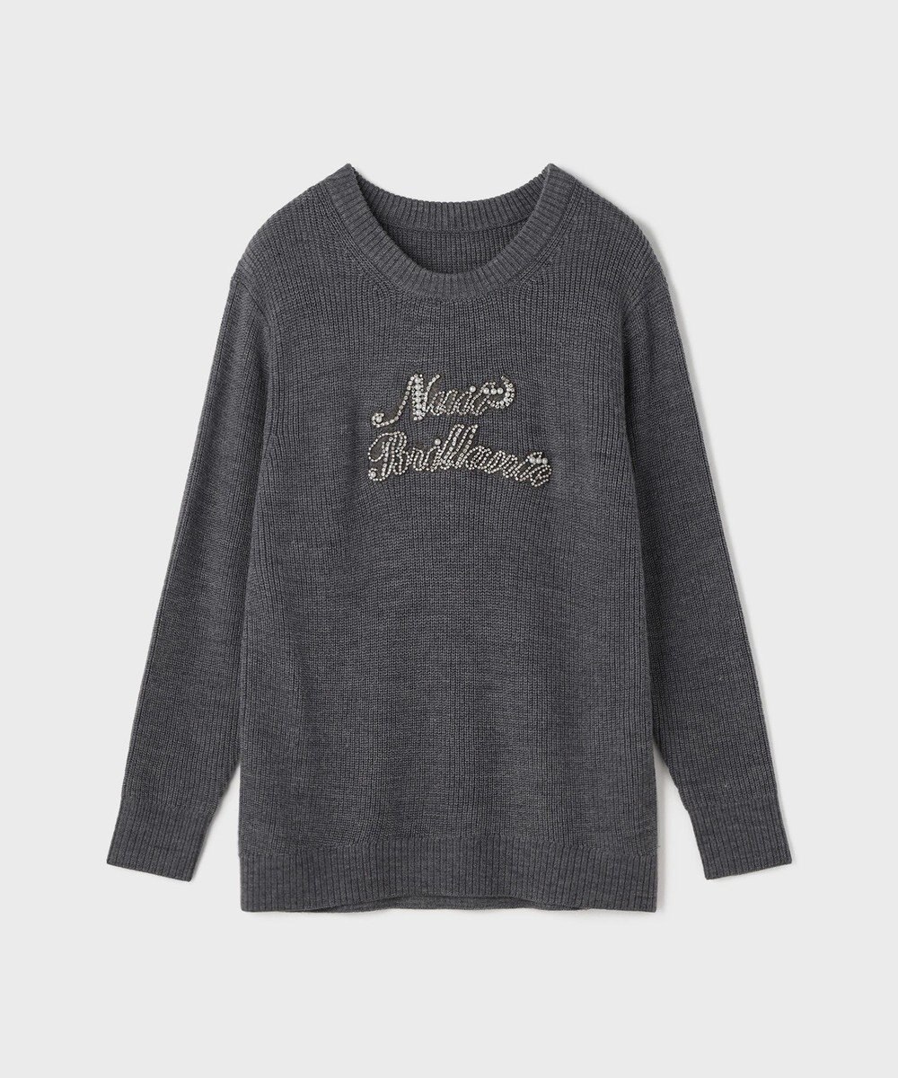 GRACE CONTINENTAL ビジューロゴニットトップ 