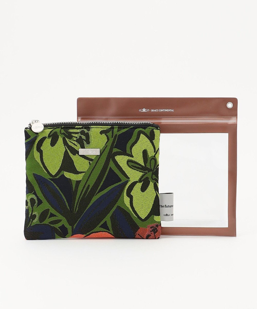 GRACE CONTINENTAL Fabricフラットポーチ 