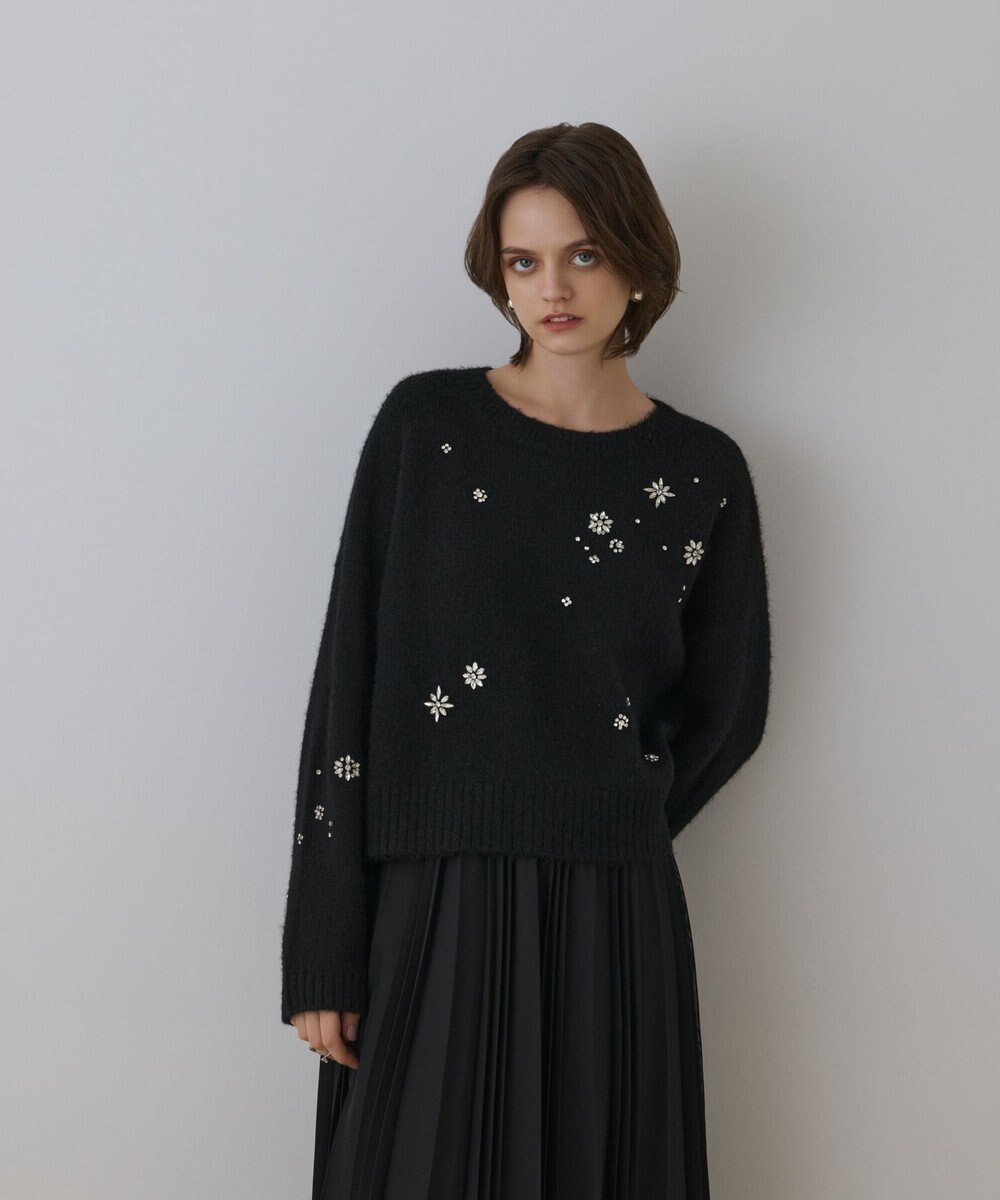 GRACE CONTINENTAL ビジューニットトップ 