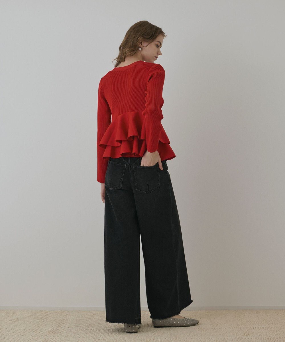 GRACE CONTINENTAL ペプラムニットカーディガン 