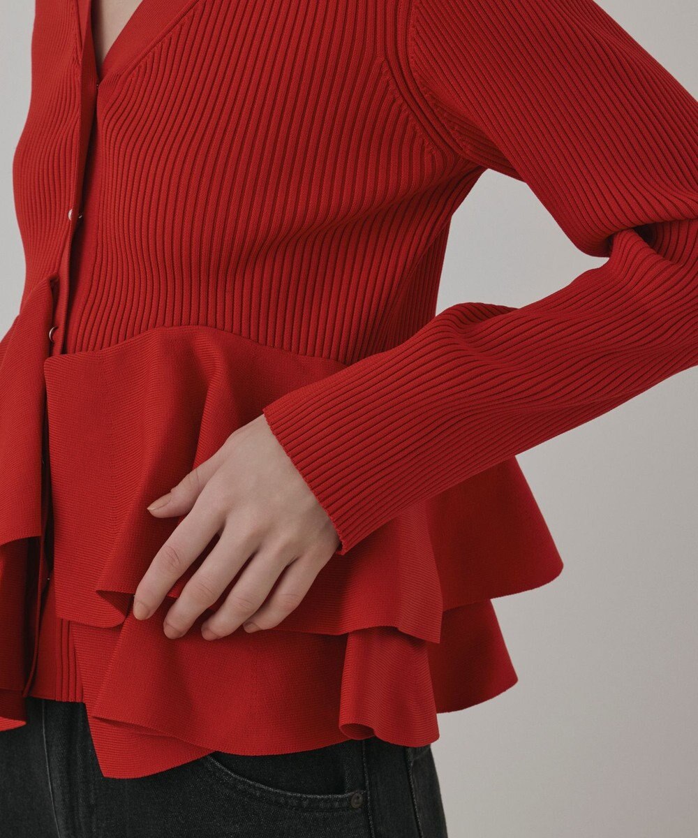 GRACE CONTINENTAL ペプラムニットカーディガン 