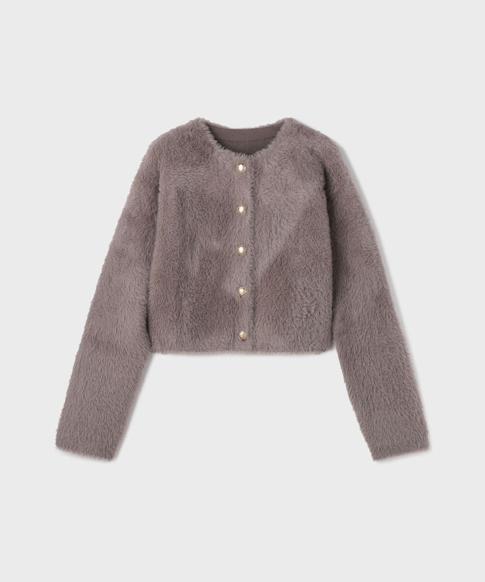 GRACE CONTINENTAL フェザーショートニットカーディガン 