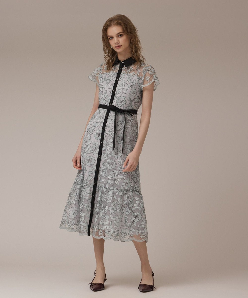GRACE CONTINENTAL ダイアグラム チュール フラワーワンピース チュールフラワー刺繍ワンピース / GRACE CONTINENTAL | GRACE