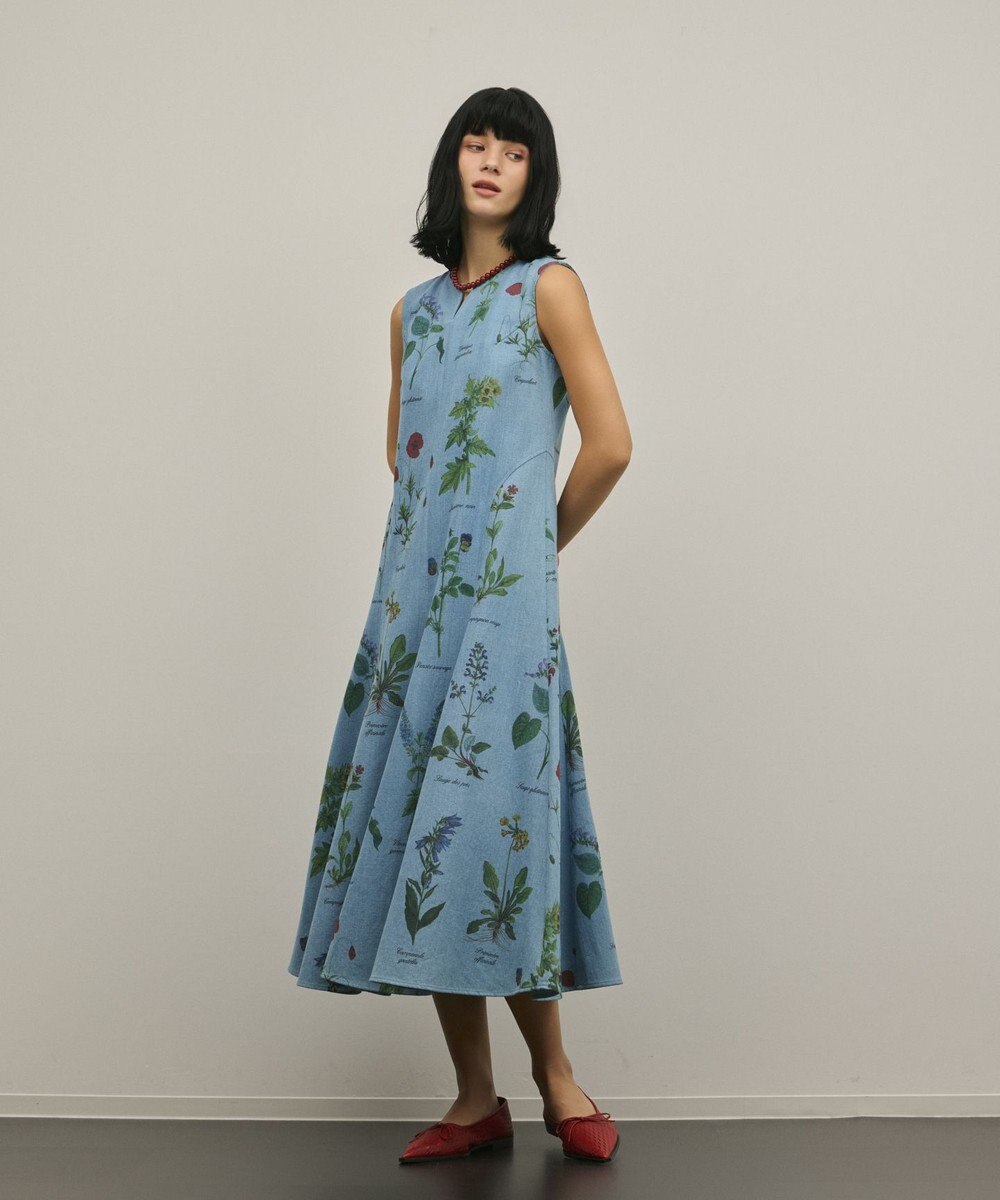 GRACE CONTINENTAL ボタニカルプリントフレアワンピース 