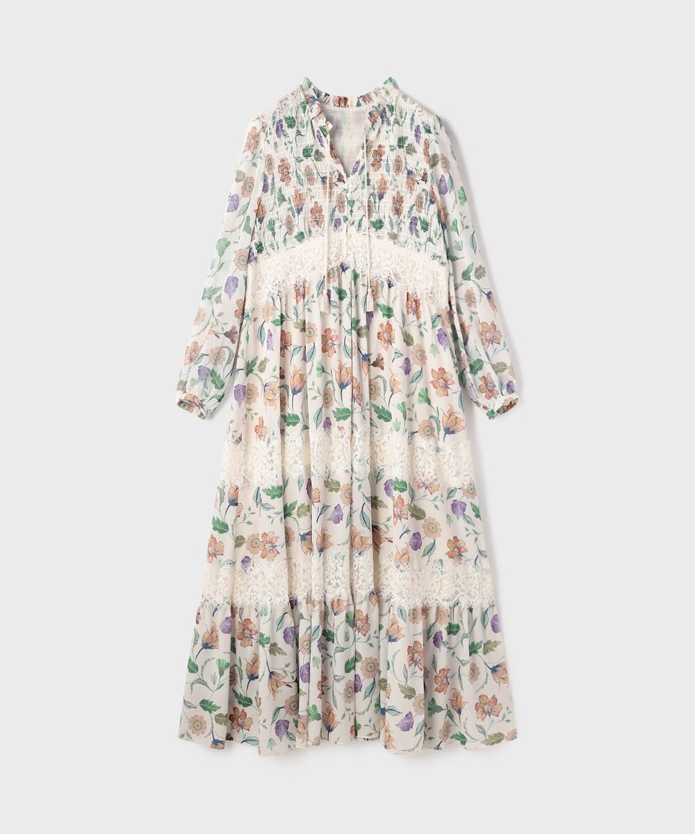 GRACE CONTINENTAL サラサプリントティアードワンピース 