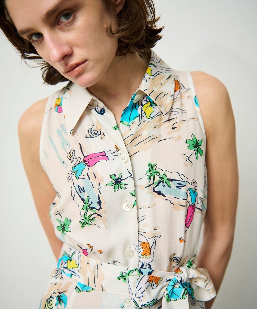 GRACE CONTINENTAL バックコンシャスプリントワンピース 