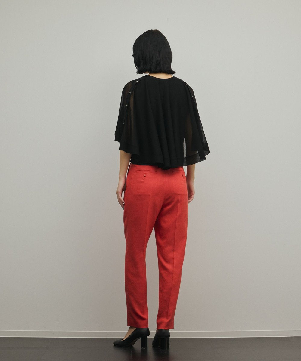 GRACE CONTINENTAL トリアセ麻調テーパードパンツ 