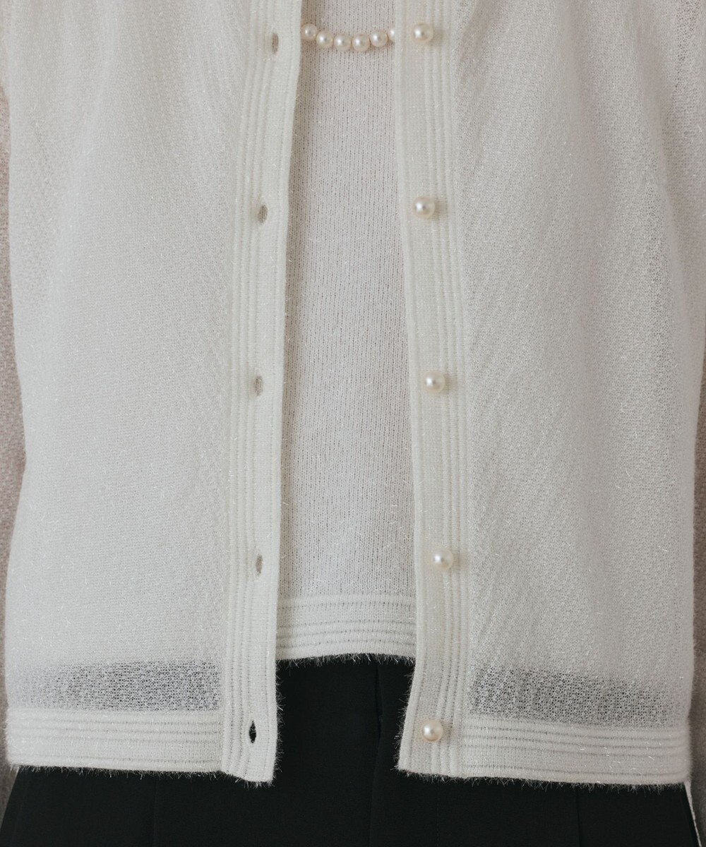 GRACE CONTINENTAL ラメフェザ－ニットカーディガン 