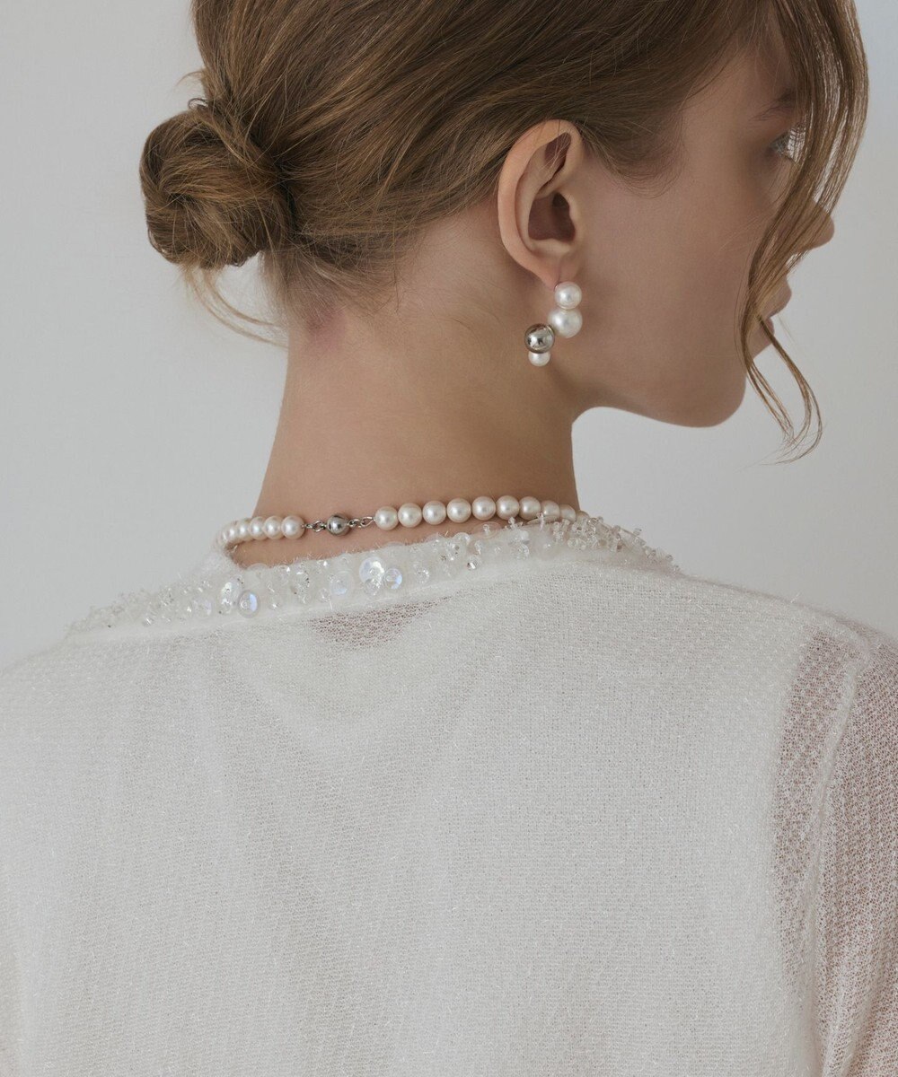 GRACE CONTINENTAL ラメフェザ－ニットカーディガン 