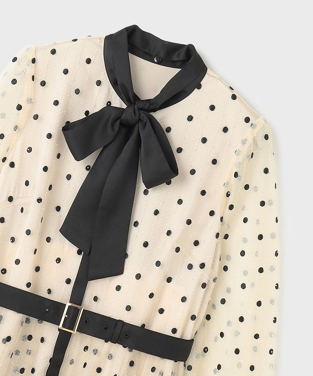 GRACE CONTINENTAL ビーズ刺繍ドットドレス