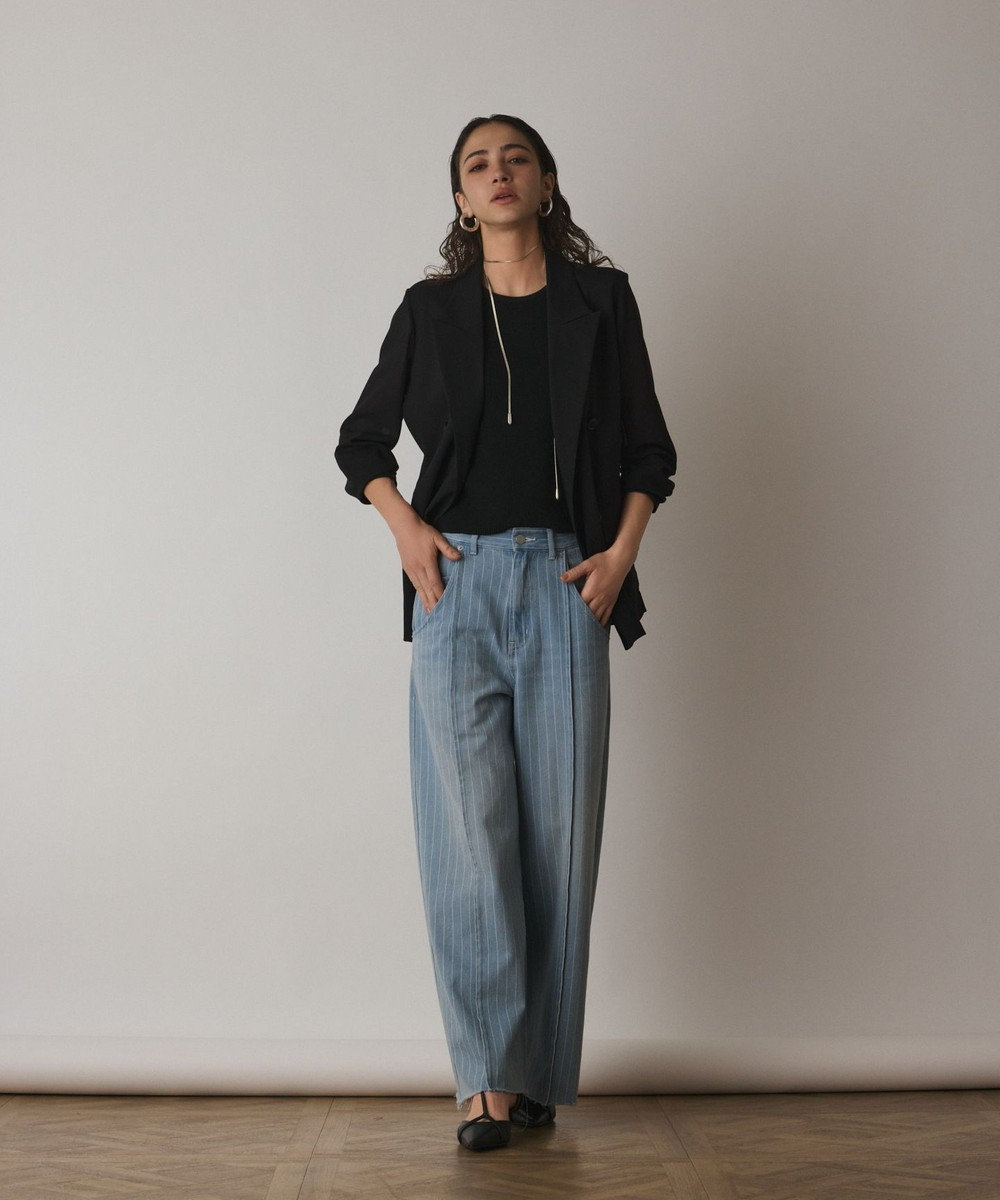 GRACE CONTINENTAL ヒッコリーデニムワイドパンツ