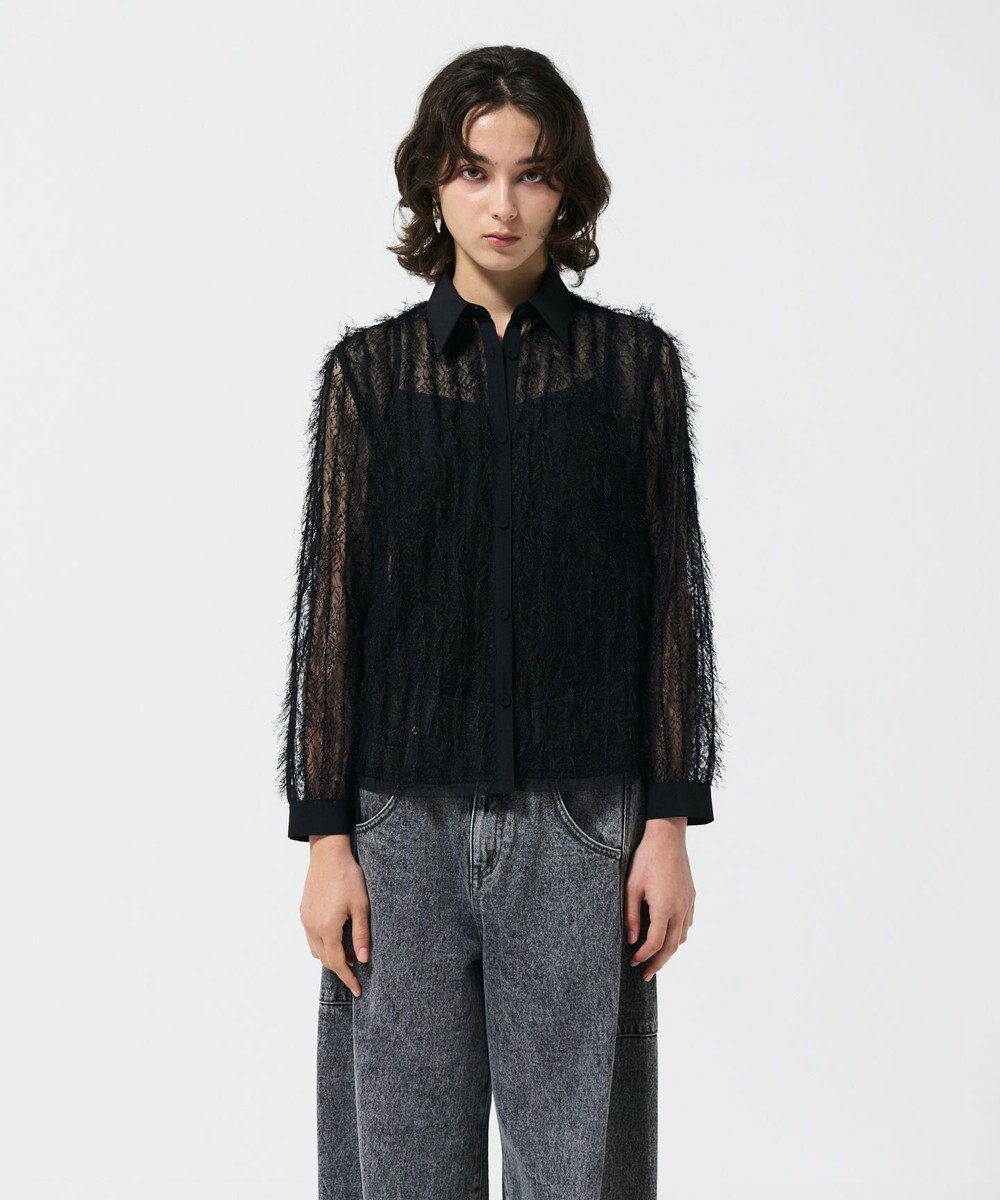 GRACE CONTINENTAL フリンジレースタイ付ブラウス