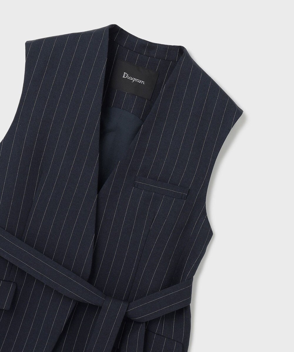 GRACE CONTINENTAL ストライプノーカラージレ 