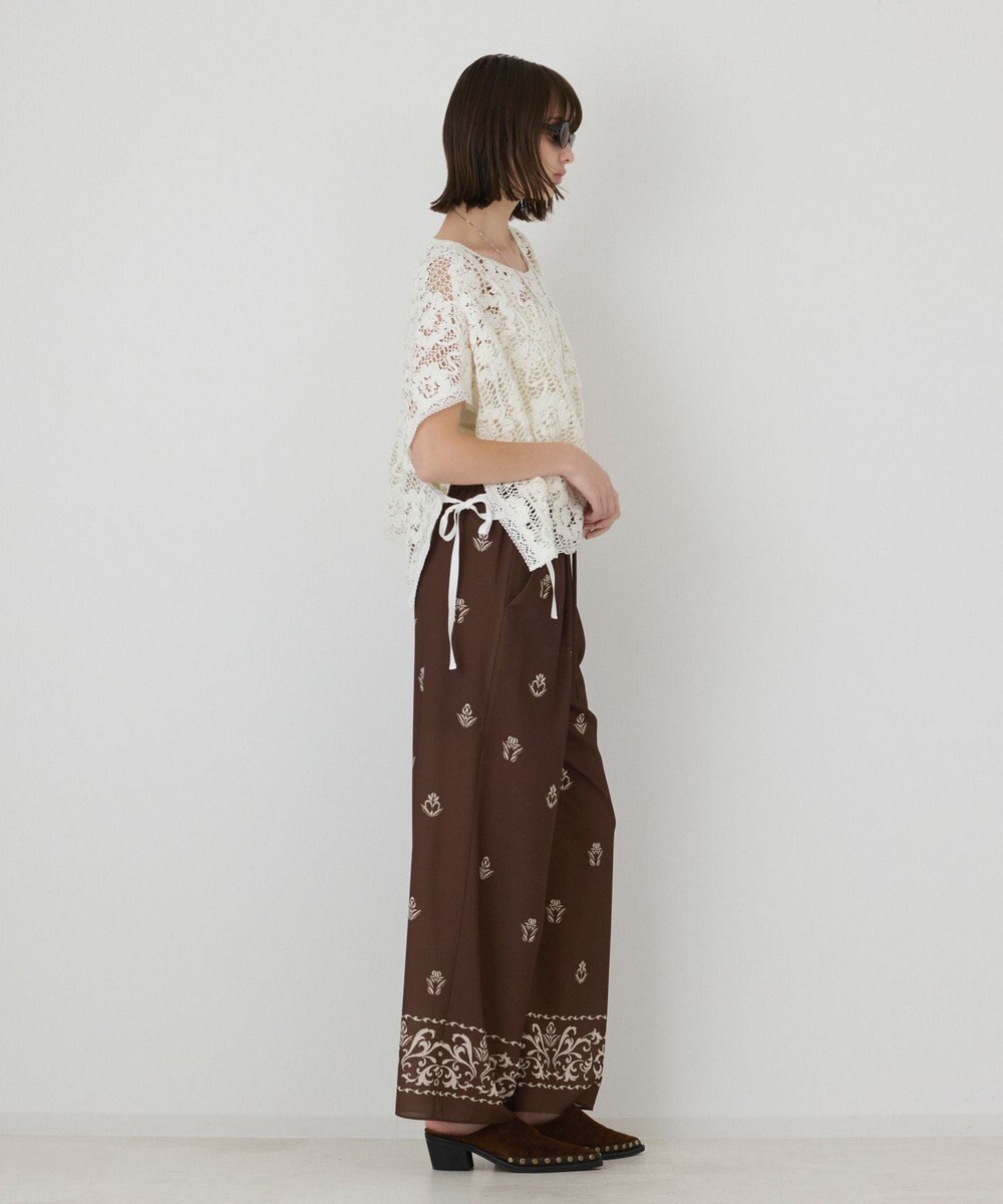 GRACE CONTINENTAL メッシュエンブロイダリーポンチョトップ 