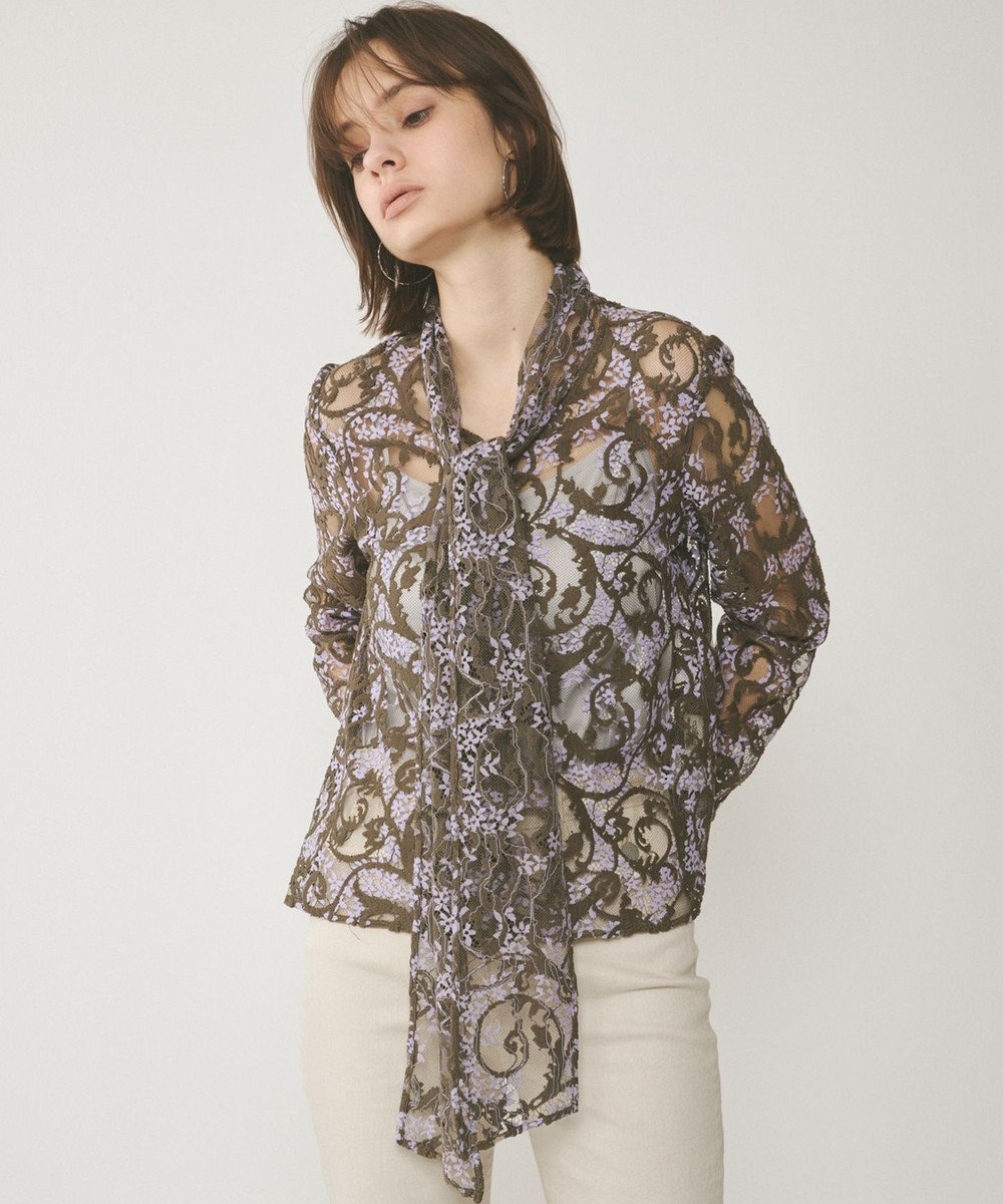 GRACE CONTINENTAL ボウタイ付レースブラウス