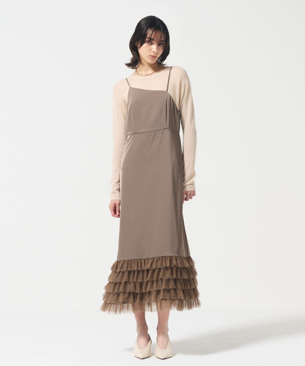 GRACE CONTINENTAL フリルチュールサテンキャミワンピース